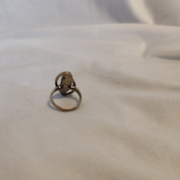 Beautiful Vintage 1950's Opal Ring Set In Sterling Silver Open Fret Work (6) - Picture 3 of 3